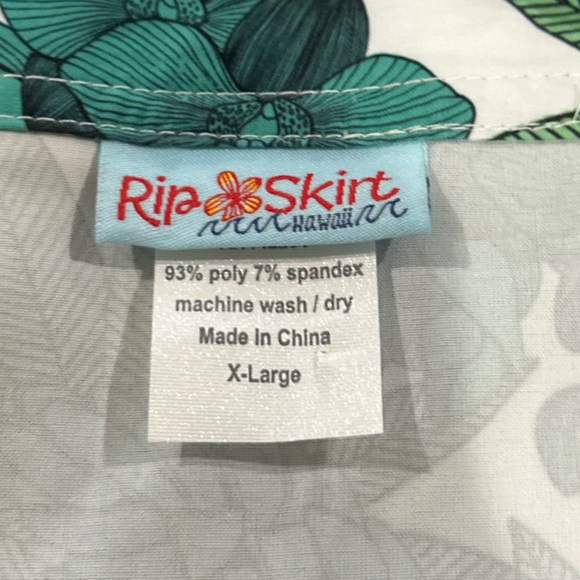 RipSkirt Hawaii skirt XL Length 1 blue green Hibiscus print tropical island surf - Picture 4 of 8